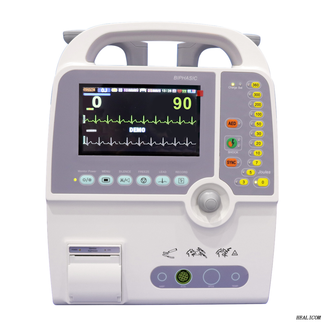 Moniteur de défibrillateur cardiaque externe biphasique portatif d'urgence HC-8000D