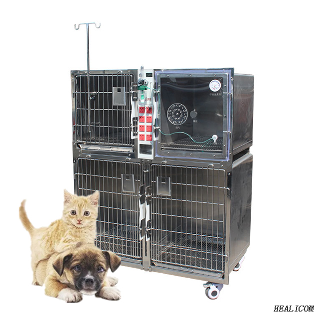 Vente chaude WTC-05 Cages pour animaux de compagnie en acier inoxydable Cages pour animaux de chambre à oxygène pour patients hospitalisés